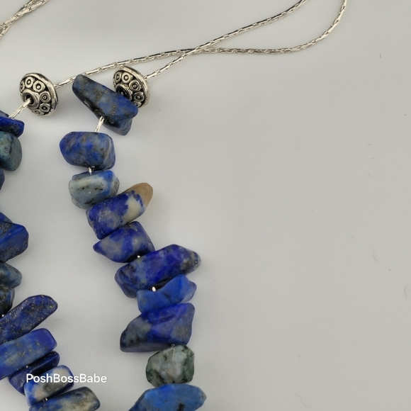 Handmade Lapis Lazuli & Sodalite Necklace 24" Silver Plated Chain Miami Artist - Picture 14 of 16